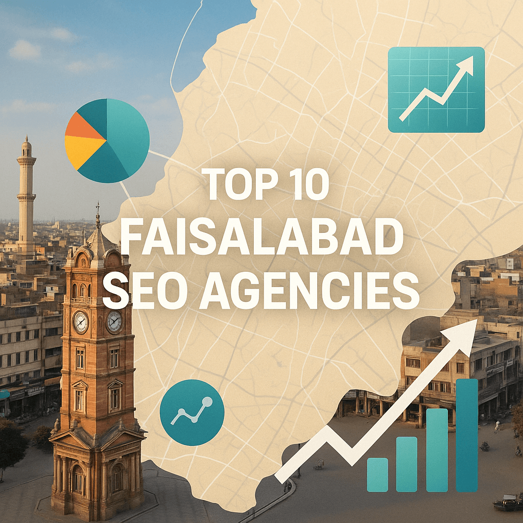 map of Faisalabad with data points, representing the city's SEO landscape