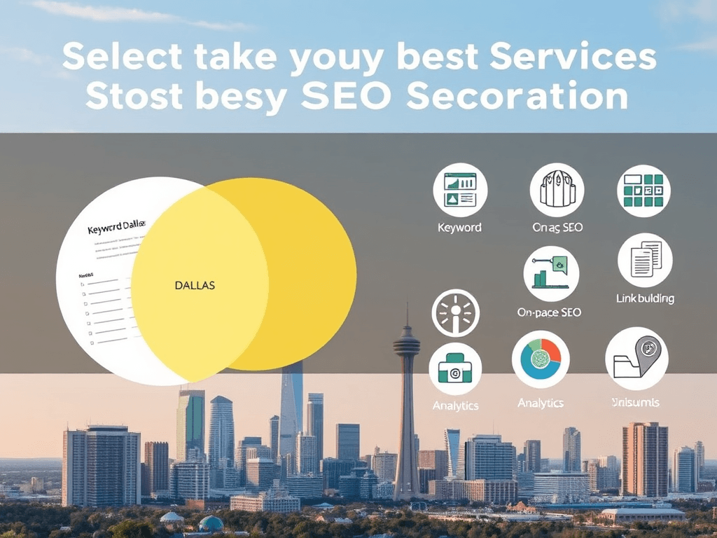 analytical image of Venn diagrams and charts over the Dallas skyline, symbolizing the selection process